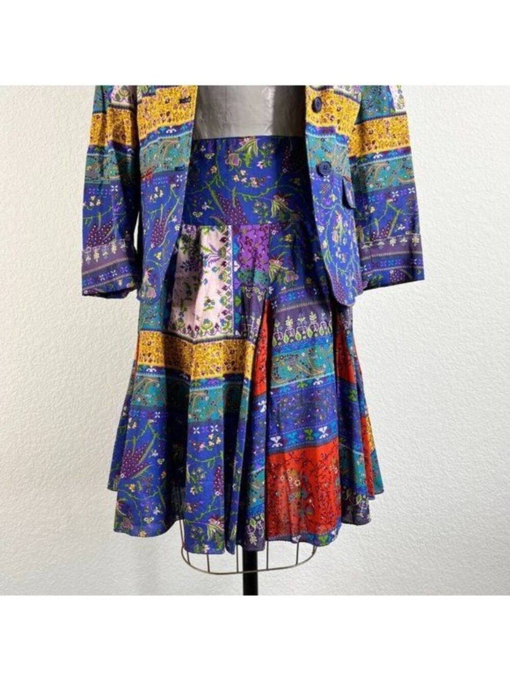 ETRO Milano Paisley Patchwork Floral A Line Swing Skirt